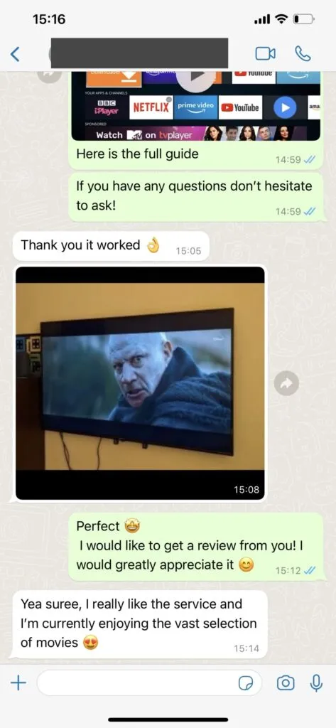 Experiencia WhatsApp IPTV Plaza 1